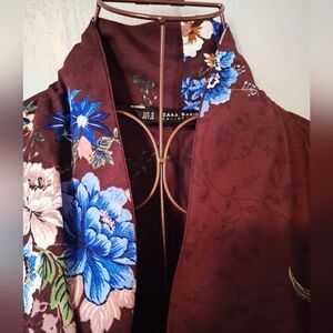 High Collar Sheer Elegant Zara Wrap Around Blouse. Made In Morroco. Sz Ladies M